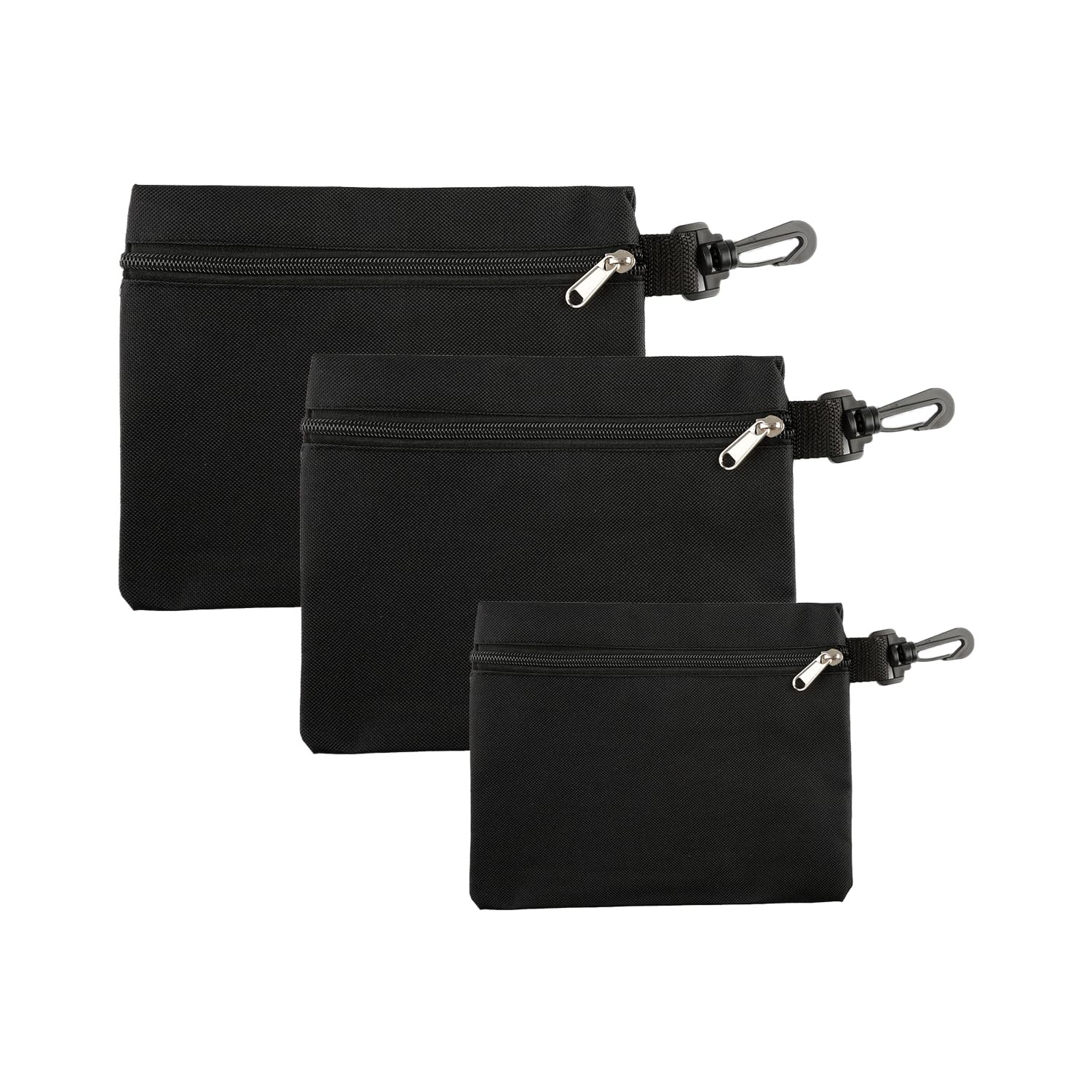 Wellrun Black 3Pcs Tool Storage Bags,Multi-Purpose Waterproof Pouches With Zippers,3 Size Organizer Bags For Electrician,Plumber,Carpenter