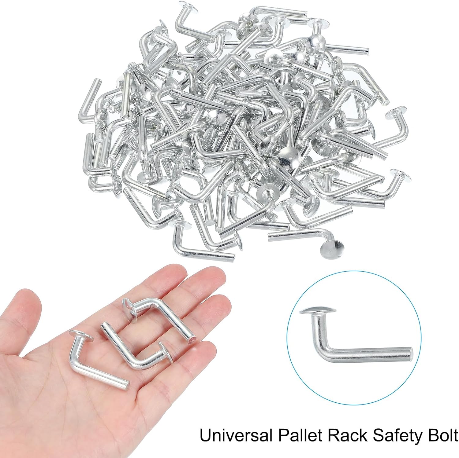 MECCANIXITY M5x48mm Universal Pallet Rack Safety Bolt, Pallet Rack Drop Pin, Round Head Pallet Rack Safety Bolts Accessory Shelving System for Warehouse Home DIY Shelving Silver Pack of 200