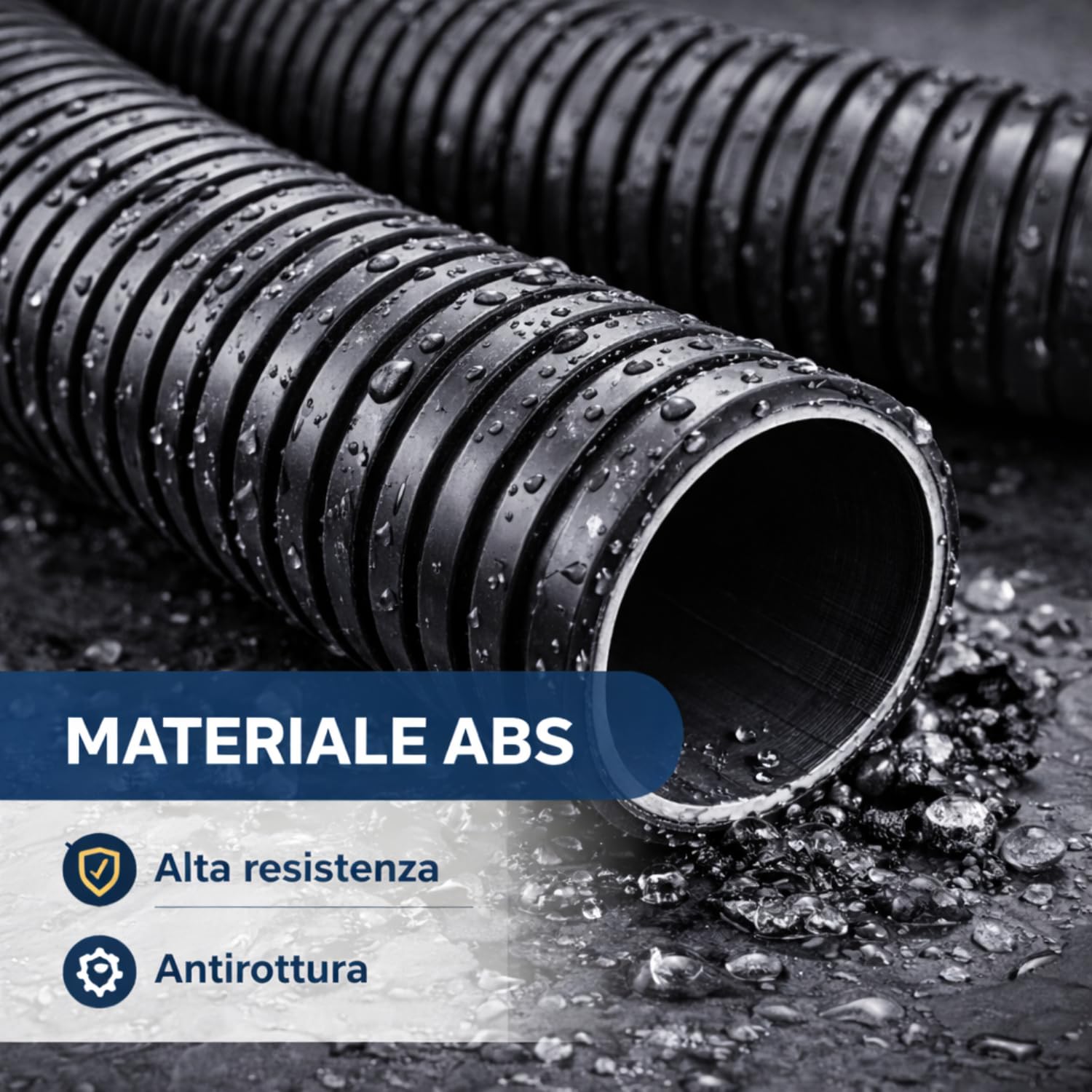Corrugato da Esterno con Tirafilo Ø 25 mm x 50 m Guaina per Cavi Elettrici Tubo Corrugato Esterno Protettivo Isolante Flessibile in ABS Copricavo Nero Raccogli Cavi per Casa Auto Ufficio