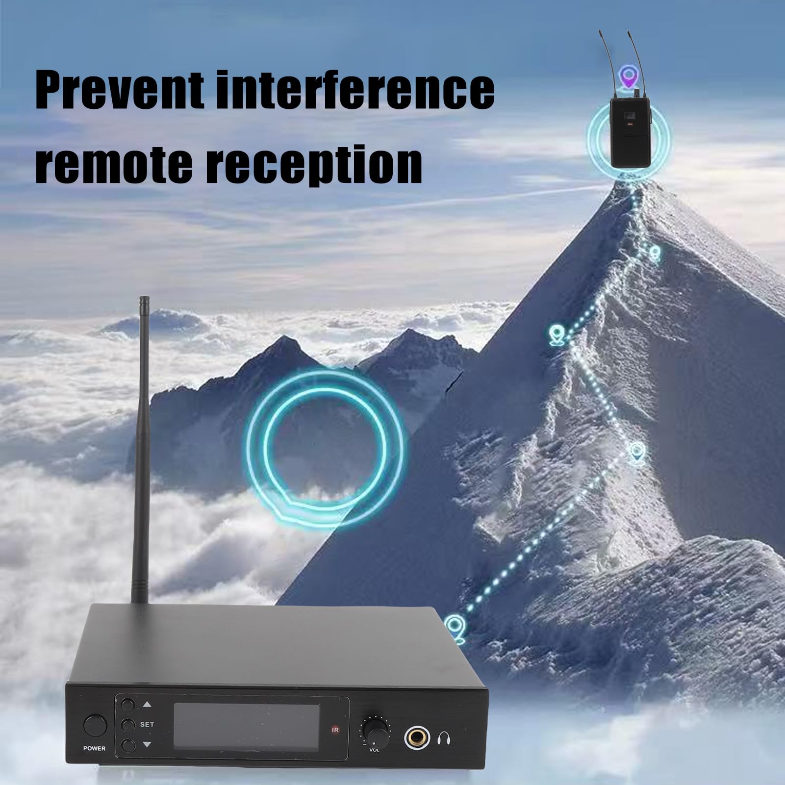 Annadue de Monitorización Intraauditiva Inalámbrica 2 en 1, IEM Inalámbrico con Receptor de Petaca, Amplificador de Señal de bajo Ruido Integrado y Filtro RF, para (Enchufe de la UE)