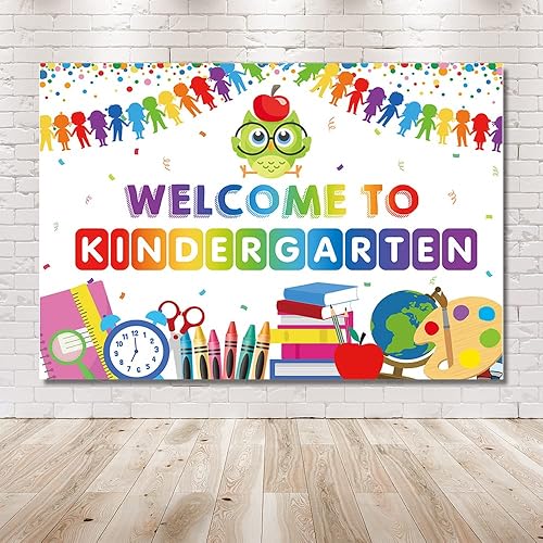Miniatura 6 de MEHOFOND Fondo de bienvenida a jardín de infantes de 7 x 5 pies, banderas coloridas de búho para el regreso a clases, decoración de fiesta para el