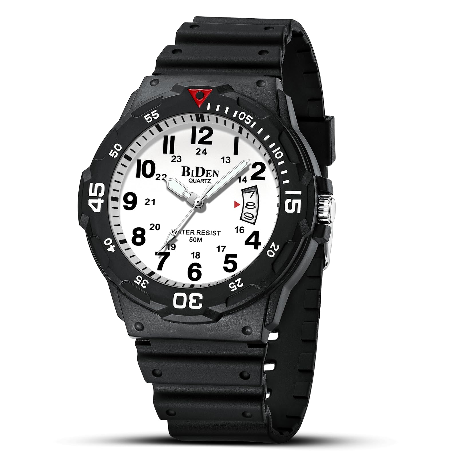 HANPOSH Orologio Uomo Orologi Analogico Al Quarzo Impermeabile In Gomma Siliconica Con Data Luminosa Attività All'aria Aperta Per Uomini e Uomini Per Papà