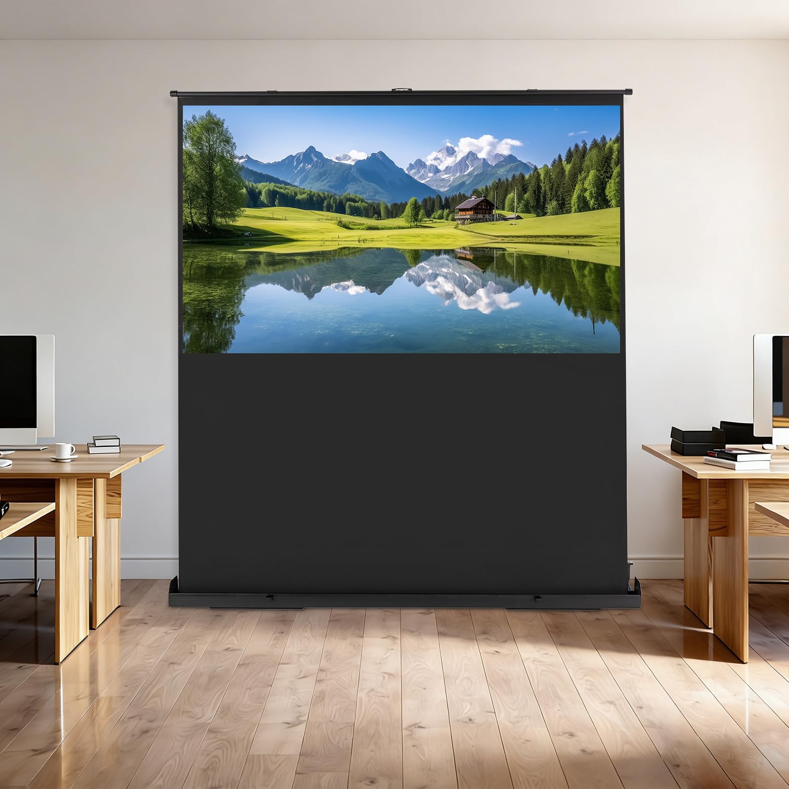 Écran de Projection Enroulable, Écran de Projection sur Pied, Portable 80 Pouces, 170 x 100 cm, Ratio d'Aspect: 16:9