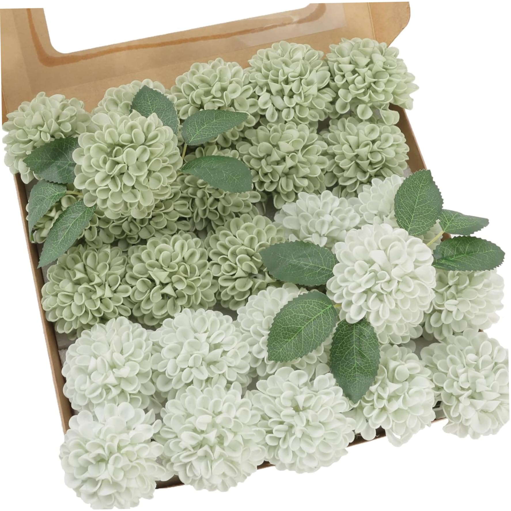 Xoeryoy 25Pcs Sage Green Flowers, Realistic Green Artificial Flowers with Stem for DIY Wedding Bouquets Centerpieces Arrangements Party Home Decorations