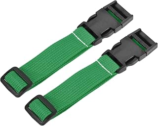 MECCANIXITY Utility Strap with Buckle 1x20 Inch Polyester Quick Release Adjustable Belt for Travel Outdoor Bag Luggage Packing (Green, Pack of 2)
