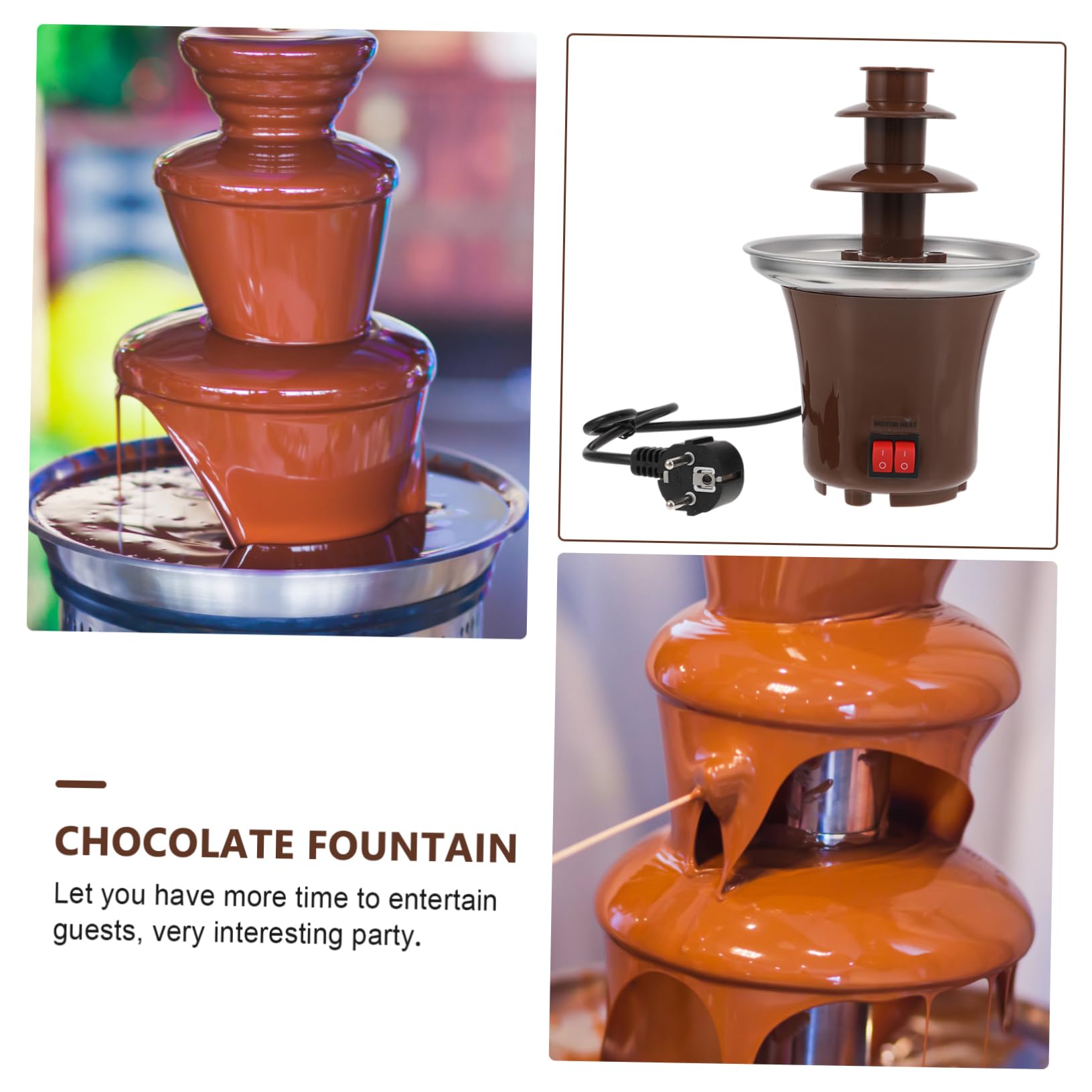 Machine à Fondue au Chocolat 3 Niveaux Ac220v-240v en Acier Inoxydable