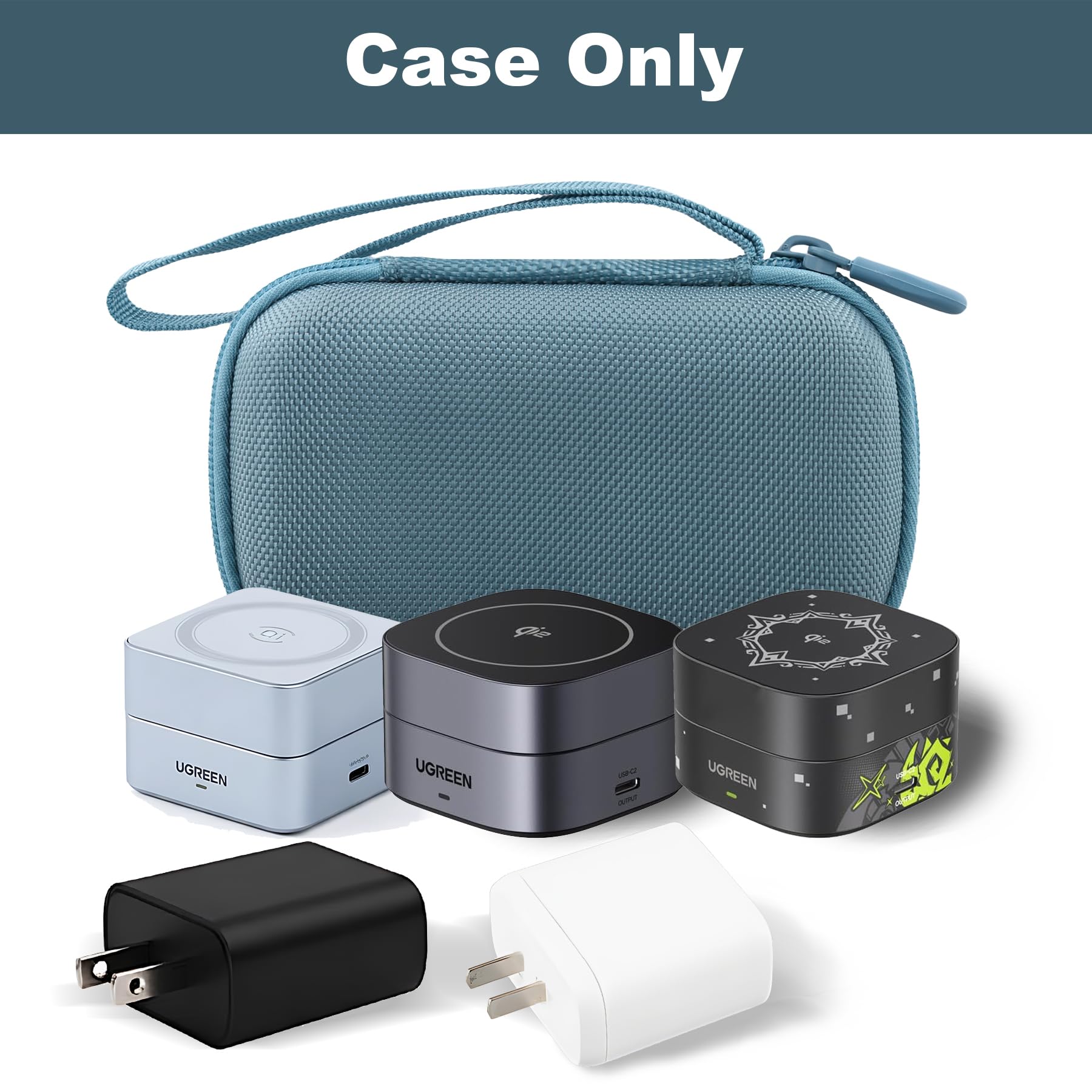 Aenllosi do UGREEN MagFlow 2 w 1 podróżny twardy futerał ochronny Qi2 25 W stacja ładująca z magnetyczną ładowarką bezprzewodową Magsafe, niebieski (tylko etui)