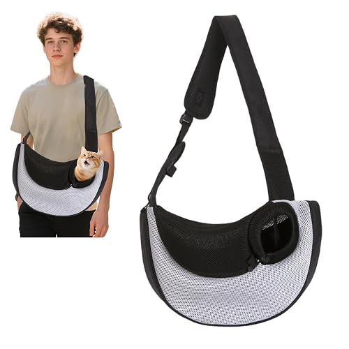 PETCUTE Transportador de Mascotas Manos Libres,Respirable Bolsa de Transporte para Perros con Correa…