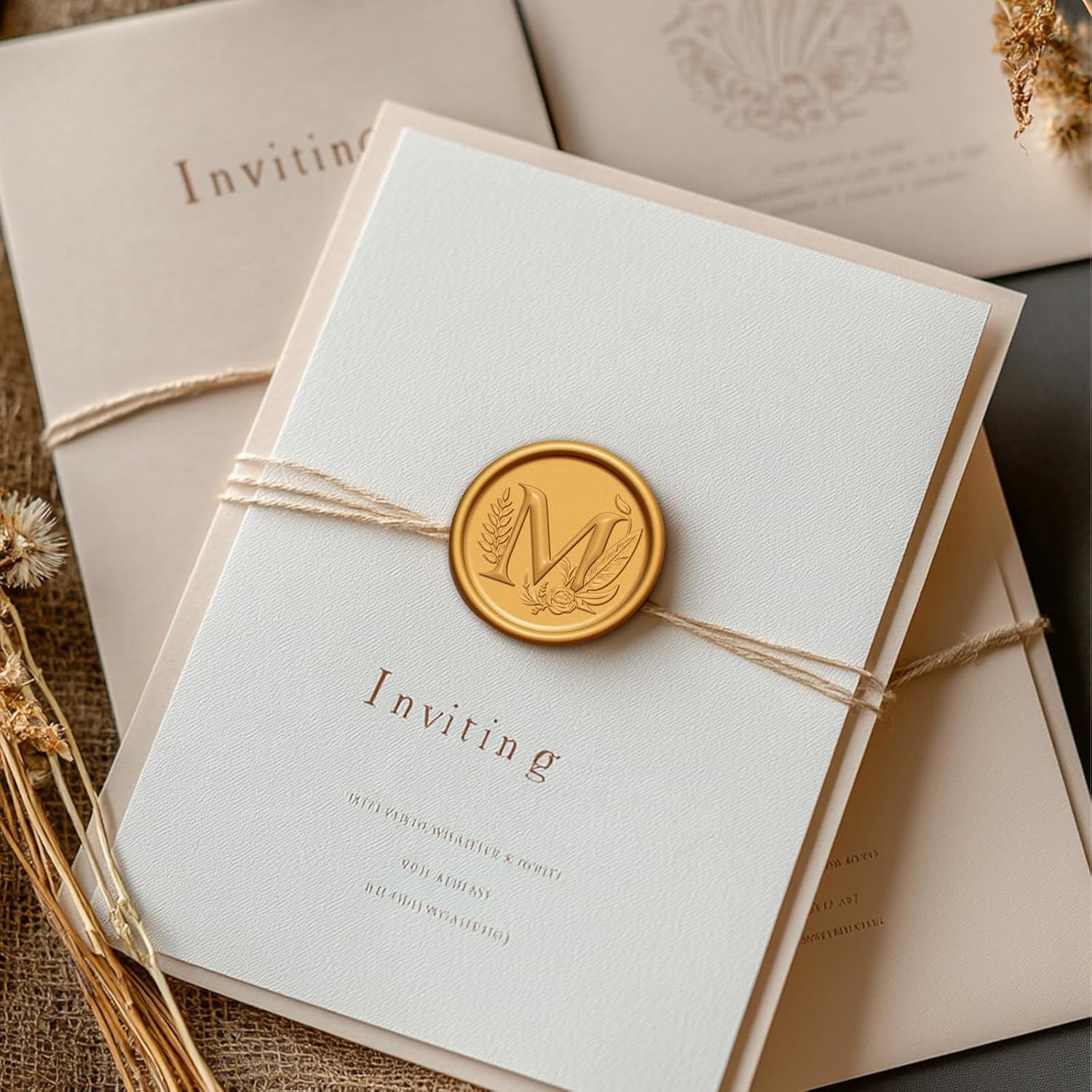 Gold Wax Seal Stickers - 20Pcs Self-Adhesive Letter Stickers for Wedding, Party, Invitations, Envelope Seals & Gift Wrap Decoration