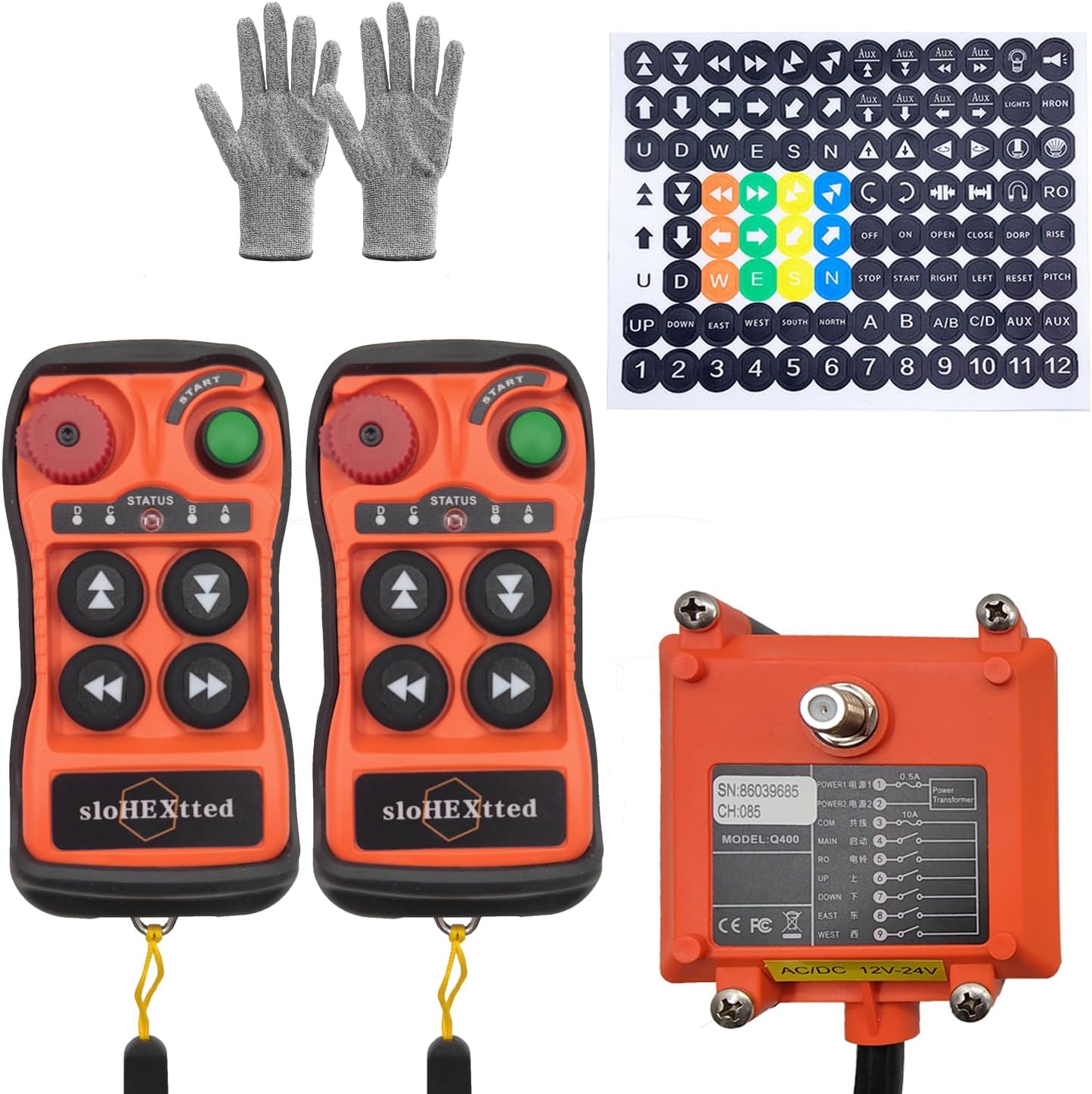 4 Button Wireless Crane Remote Control Kit 110V 220V Radio 2 Transmitters and Receiver for Electric Chain Hoist Lift Winch Overhead Crane Remote Controller