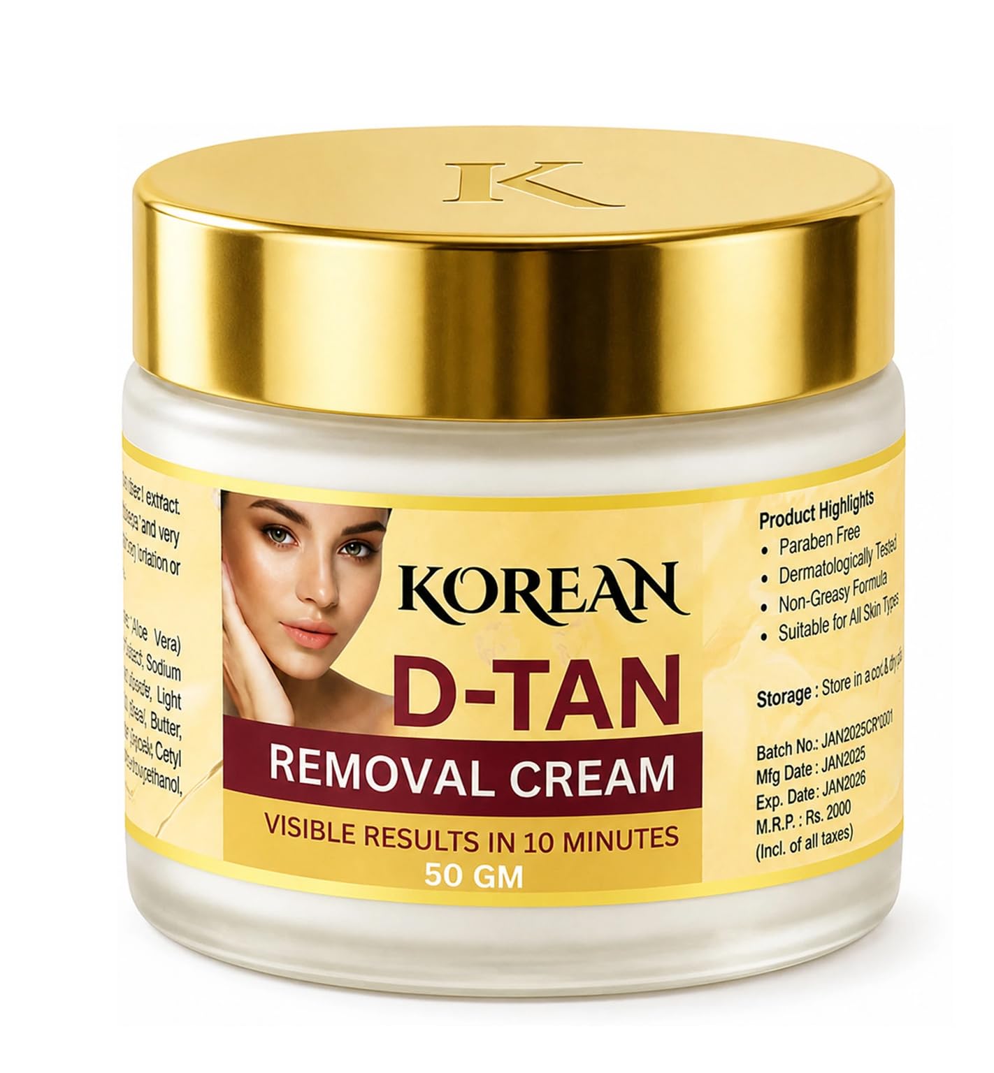 Korean D-Tan Removal Cream Skin Brightening & Tan Removal Face and Body Cream Sun Tan, and Uneven Skin and Dark Spots Tone (Pack of 1)-image-33