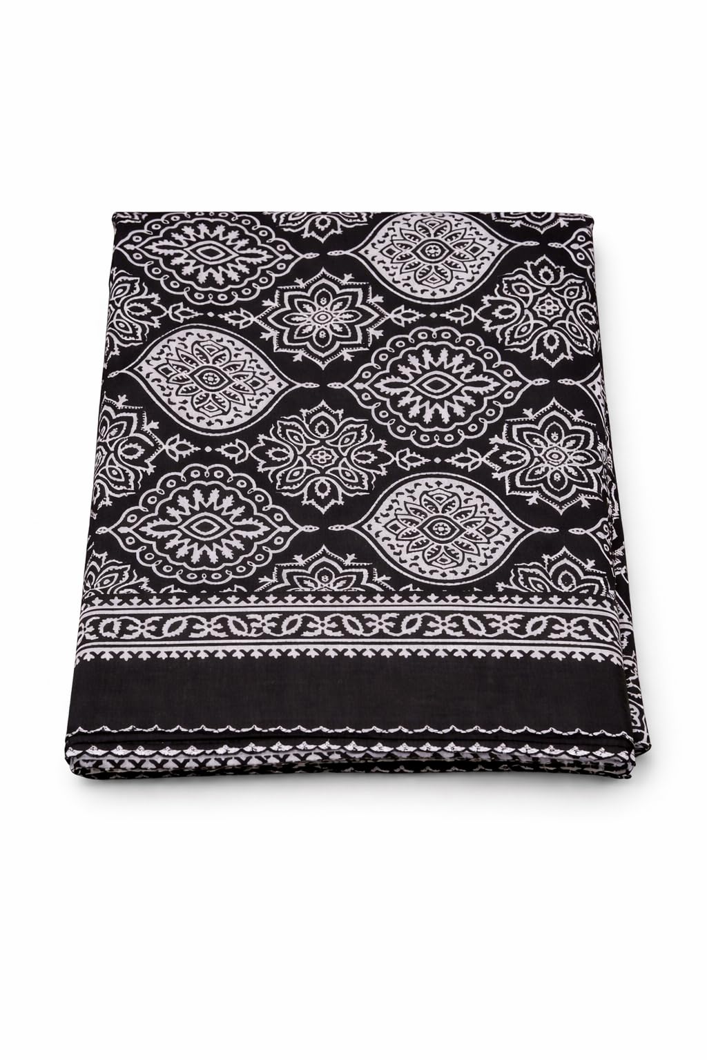 Black and White Ajrakh Print Cotton Dupatta for Women, Ethnic Style, Soft, Daily Wear-picture-52