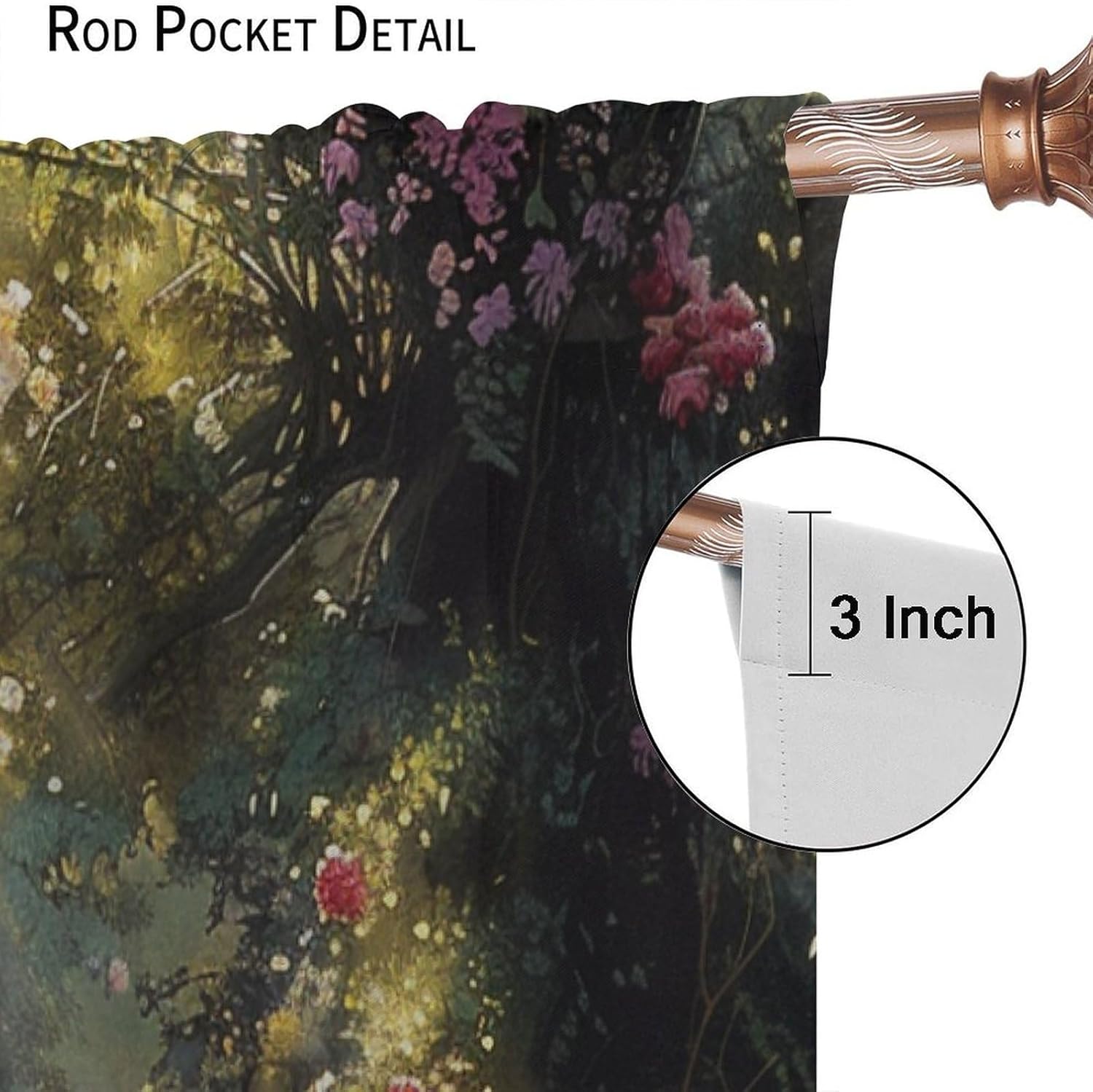Spring Floral Plant Blackout Curtains for Bedroom Living Room, European Rustic Garden Path Curtains Rod Pocket Thermal Insulated Window Drapes, 2 Panels/Each 21" W x 63" L