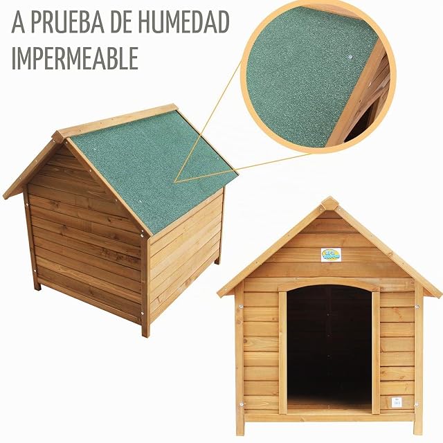 Foto 2 de 3 de BPS Caseta de Madera Casa para Perros Mascotas con Capa Superior Impermeable Tamaño S/M/L (S: 72 * 63 * 68…