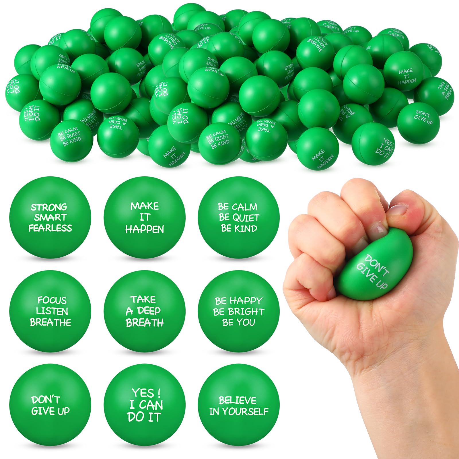 Shappy 72 Pcs Inspirational Stress Relief Balls Motivational Stress Ball Encouraging PU Bulk Balls for Adults Small Therapy Fidget Relief Toys for