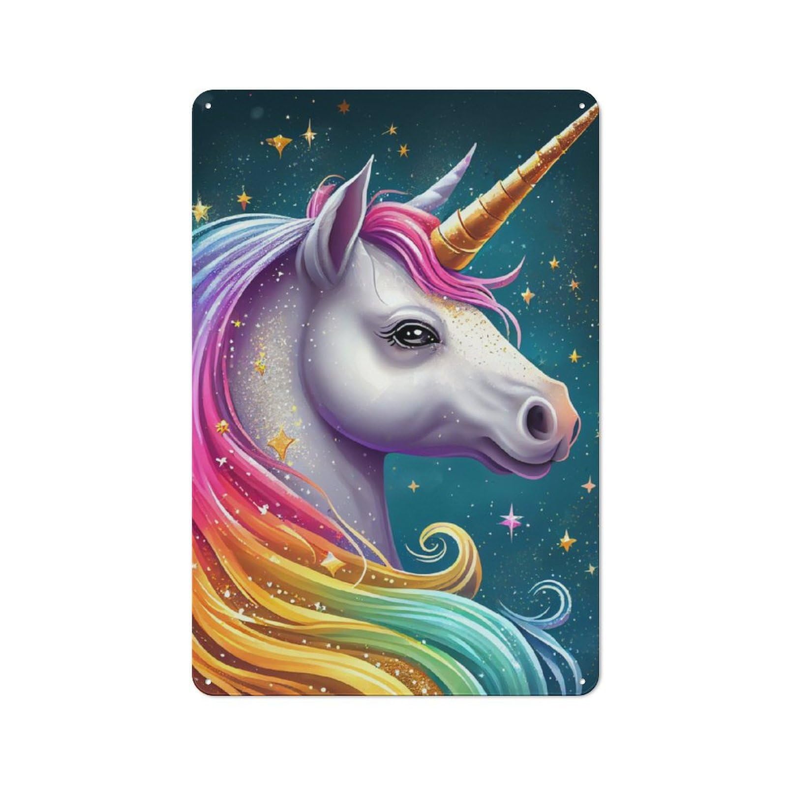 Junmoney Unicorn Sweet Rustic Metal Sign 30X20cm Featuring For Hallway Wall, For Collectors Decorating Hallways And Entrance Areas