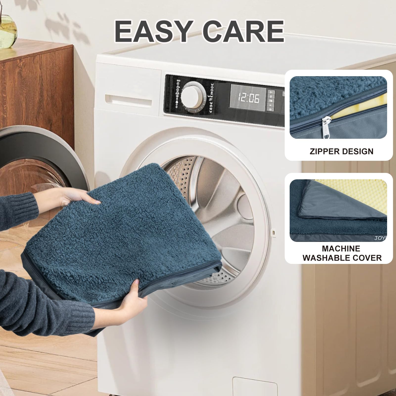 JOYELF XLarge Dog Crate Bed Mats Orthopedic Dog Bed, Egg Crate Foam Dog Mat with Removable Cover, a Squeaker Toy as Gift - image 6