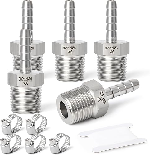 Miniatura 41 de TAISHER 1 PIEZA Accesorio de Manguera Codo de Acero Inoxidable 304 de 90 Grados - Púa de 1" x Púa de 1" para Combustible/Aire/Líquido/Gas con 2