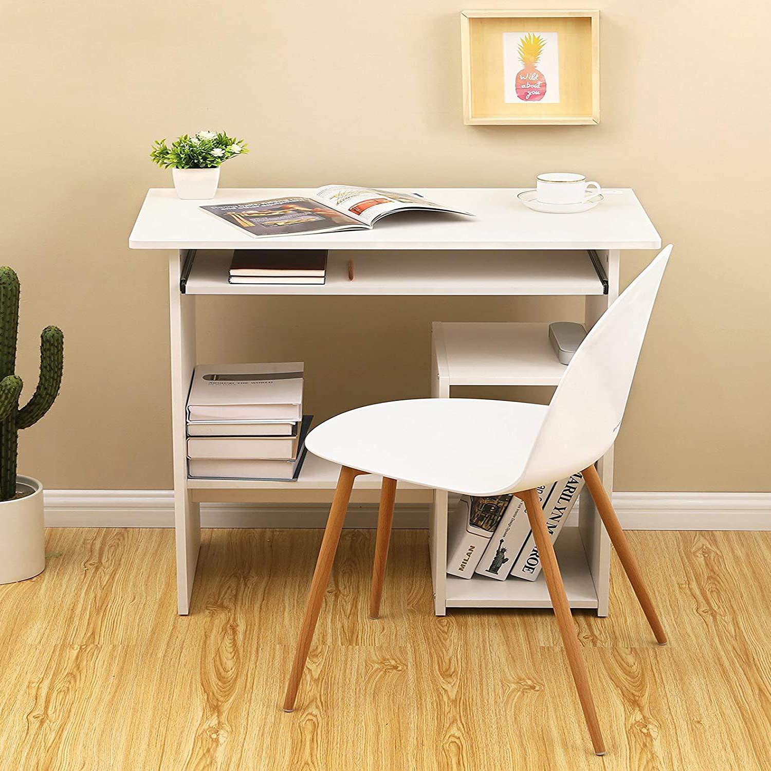 Buy ROLEES Modern Computer Writing Desk with Sliding Keyboard, Study