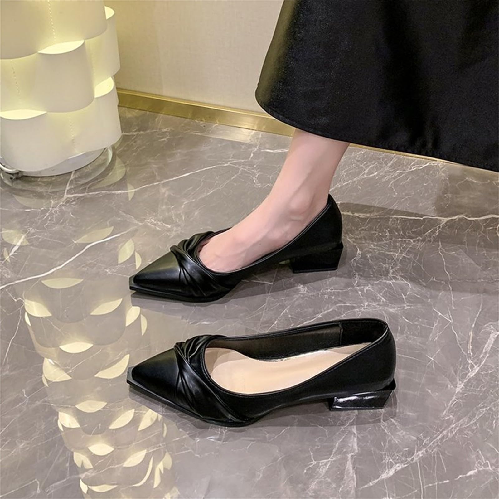 Scarpe da donna con tacco a blocco, eleganti e con punta | Scarpe basse e alte, sandali chiusi con tacco, in pelle, scarpe da lavoro, scarpe da sera