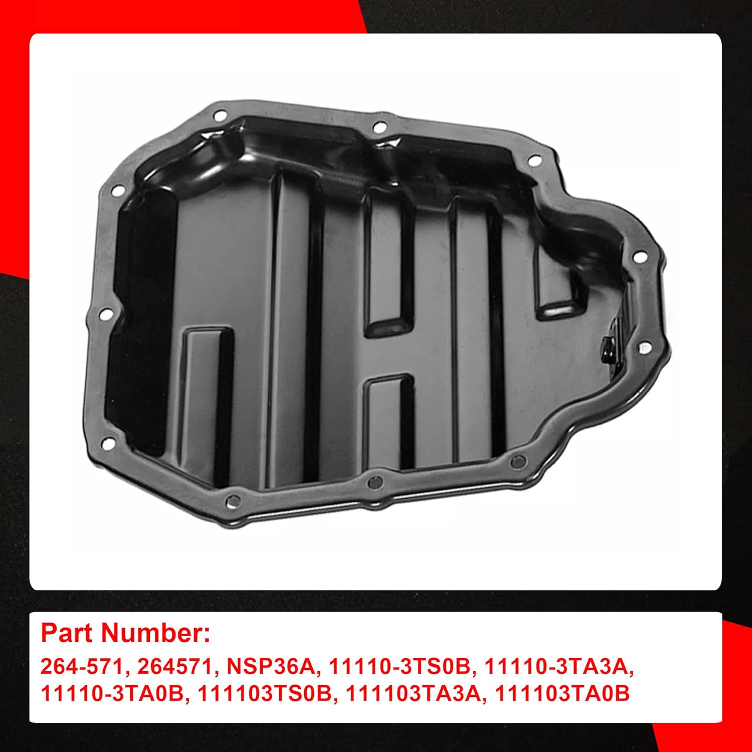 264-571 Lower Engine Oil Pan Sump with Drain Plug Compatible with Nissan Altima 2014-2018, Rogue 2014-2018 L4 2.5L Replace 111103TA0B