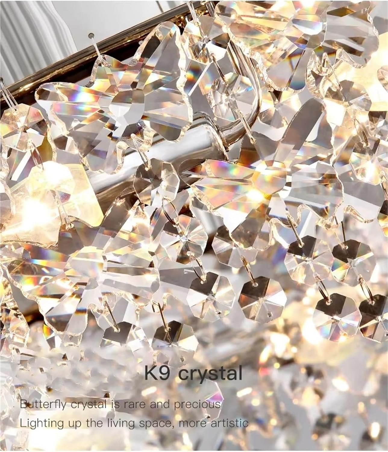 Modern Luxury Round Crystal LED Chandelier Living Room Ring Hanging Light Interior Decoration Light Dining Room Lighting Fixture,for Decoration