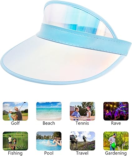Miniatura 20 de Surkat Viseras solares transparentes de plástico con protección UV, sombrero para la cabeza, sombrero para golf, tenis, playa, ciclismo 1 paquete