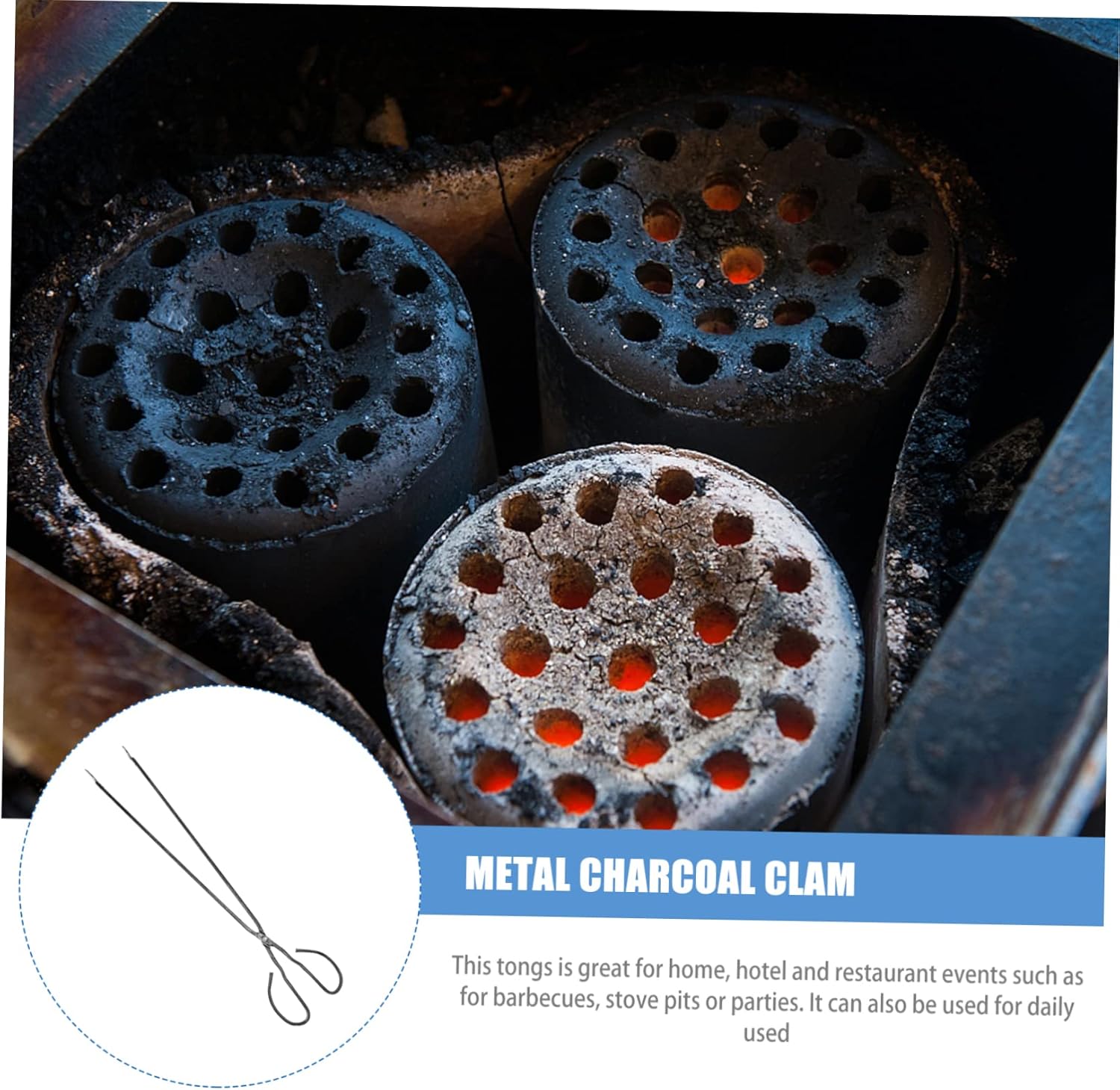 1pc Heavy-duty Charcoal Tong Extended Metal Clamp for Barbecue and Fireplace Use Safe Firewood Grabber Tongs for Cooking and Outdoor Grilling