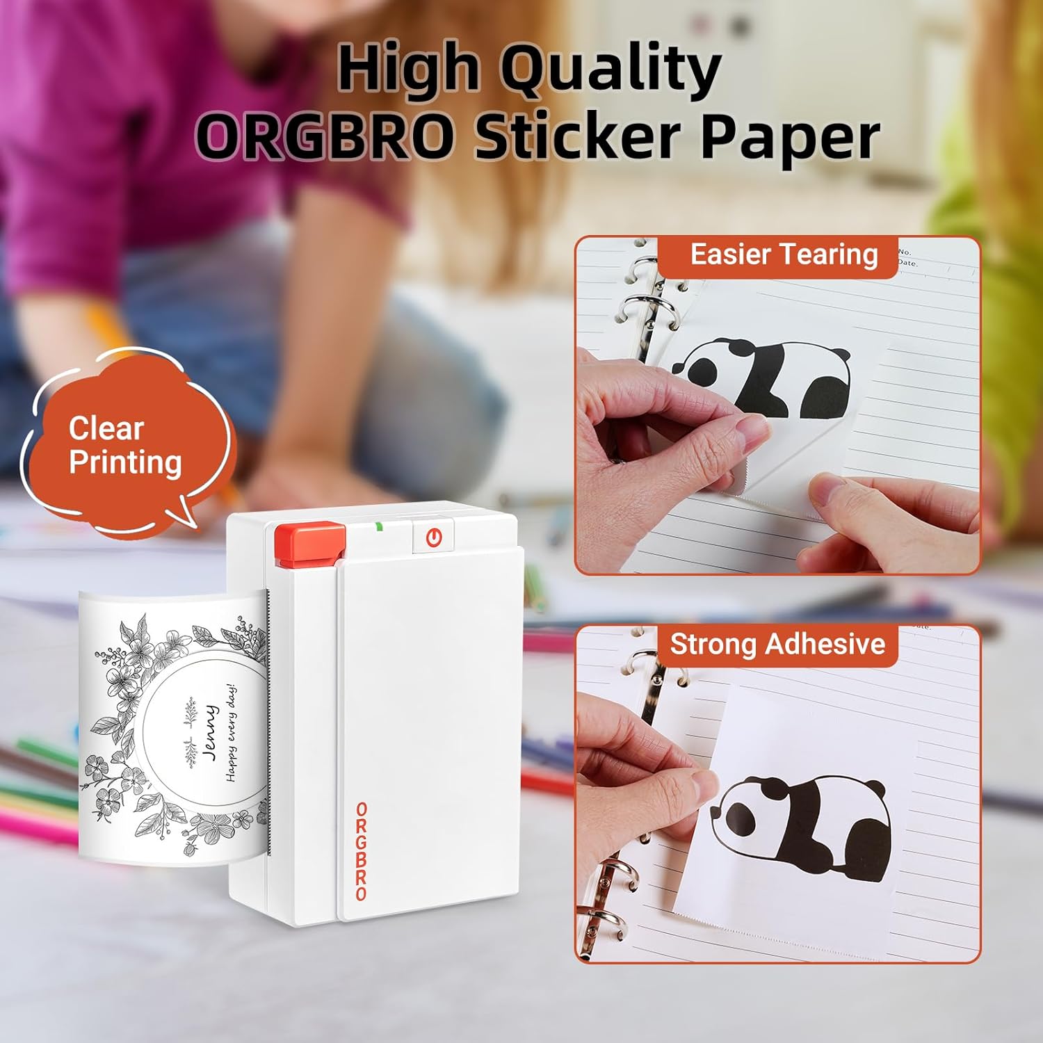 ORGBRO White Self-Adhesive Thermal Paper, Sticker Paper for X3/Z3 Portable Sticker Printer, Black on White, Mini Printer Paper for Journal, Photos, Study Notes - 80mm × 3m per Roll, 3 Rolls - Image 3