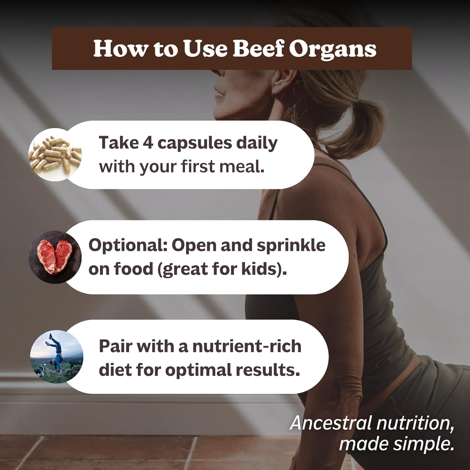 MK Supplements Grass-Fed Beef Organs Capsules | 5 Organs in Nature-Identical Ratios | B12, Copper & Heme Iron | Regeneratively Raised | 150 Capsules