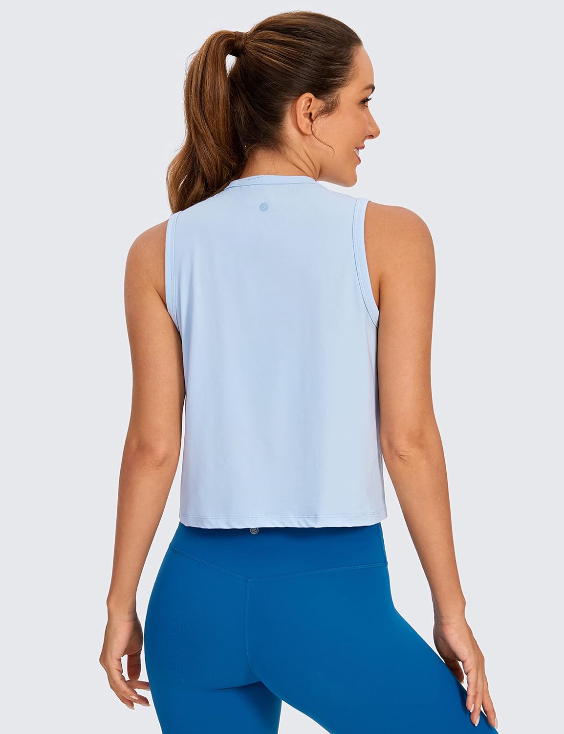 CRZ YOGA Pima Cotton High Neck Cropped Tank Tops for Women Soft Crop Workout Athletic Yoga Basic Sleeveless Shirts - Image 2