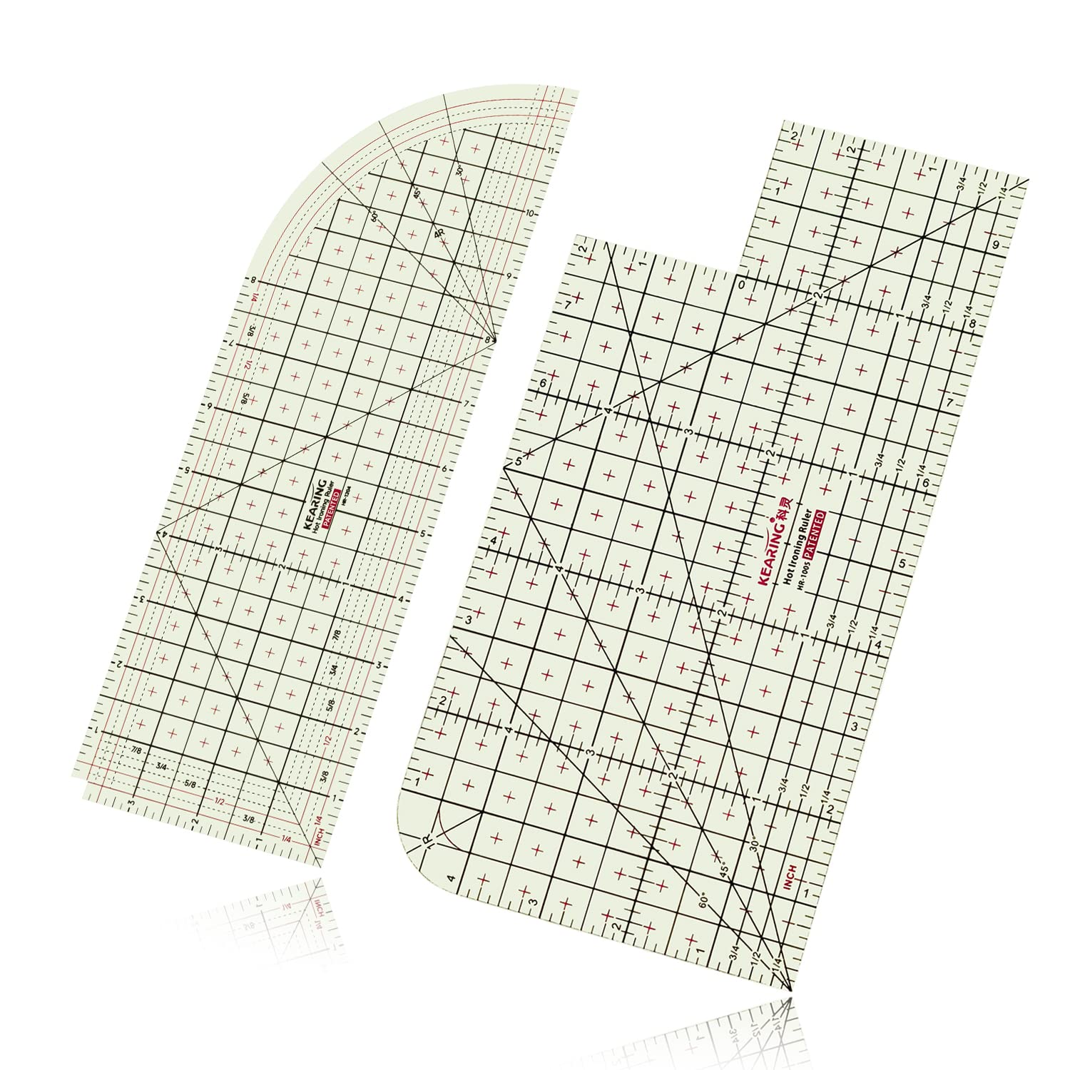 KEARING 2 Pieces Hot Hem Ruler for Sewing, Patented Heat Resistant Non