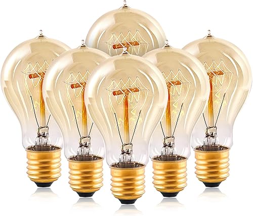 HESSION Edison - Bombillas LED A19 de 40 W, bombillas de filamento de tungsteno antiguo vintage, bombillas Edison con base E26, bombilla decorativa