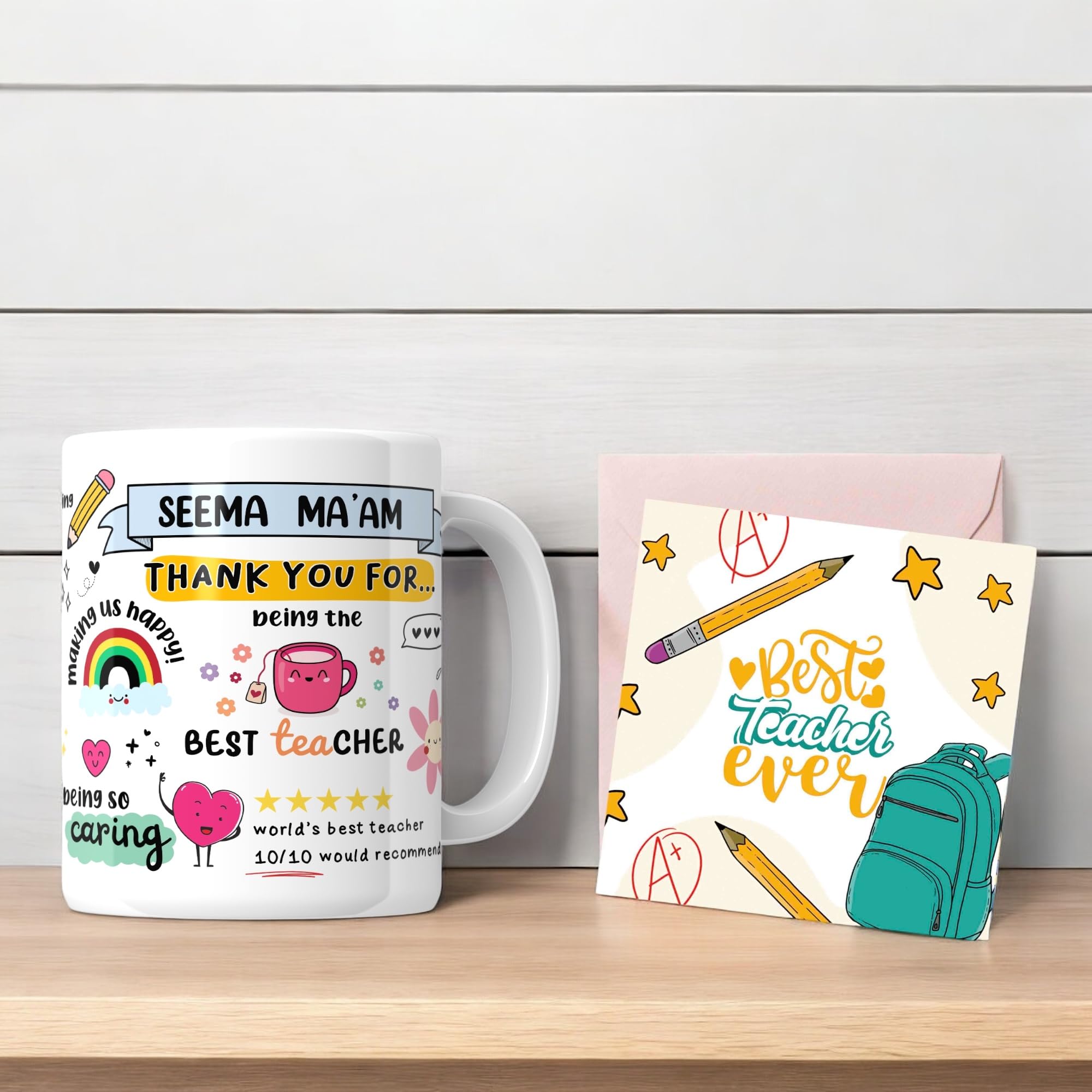 SINCE 7 STORE Ceramic Personalised Thank You Teacher Mug With Your Favorite Teachers Name, Appreciation Mug With Lovely Messages/Gift For Teachers Day, Birthday Or Special Ocassion, 350Ml, White (B0D4B4MBV5) Amazon Price History, Amazon Price Tracker