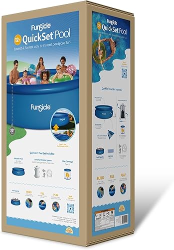 Miniatura 11 de Funsicle Quickset - Piscina inflable redonda de 15 x 36 pulgadas con bomba de filtro, fácil instalación con diseño de anillo superior