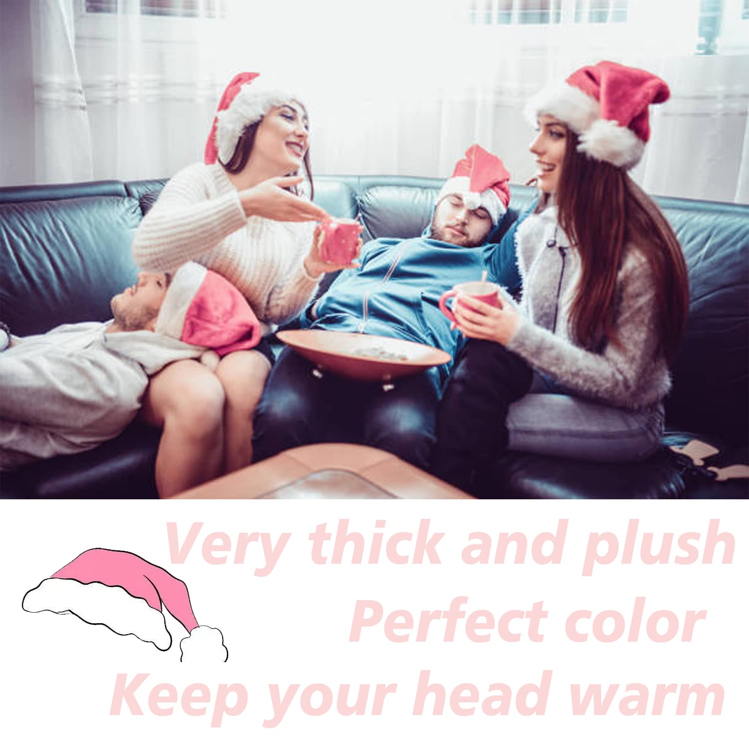 KONVINIT Cappello Babbo Natale Cappelli Natalizi Caldo Natale Cappello Peluche Cappelli Babbo Natale Cappellino Babbo Natale Adulti per uomo e donna