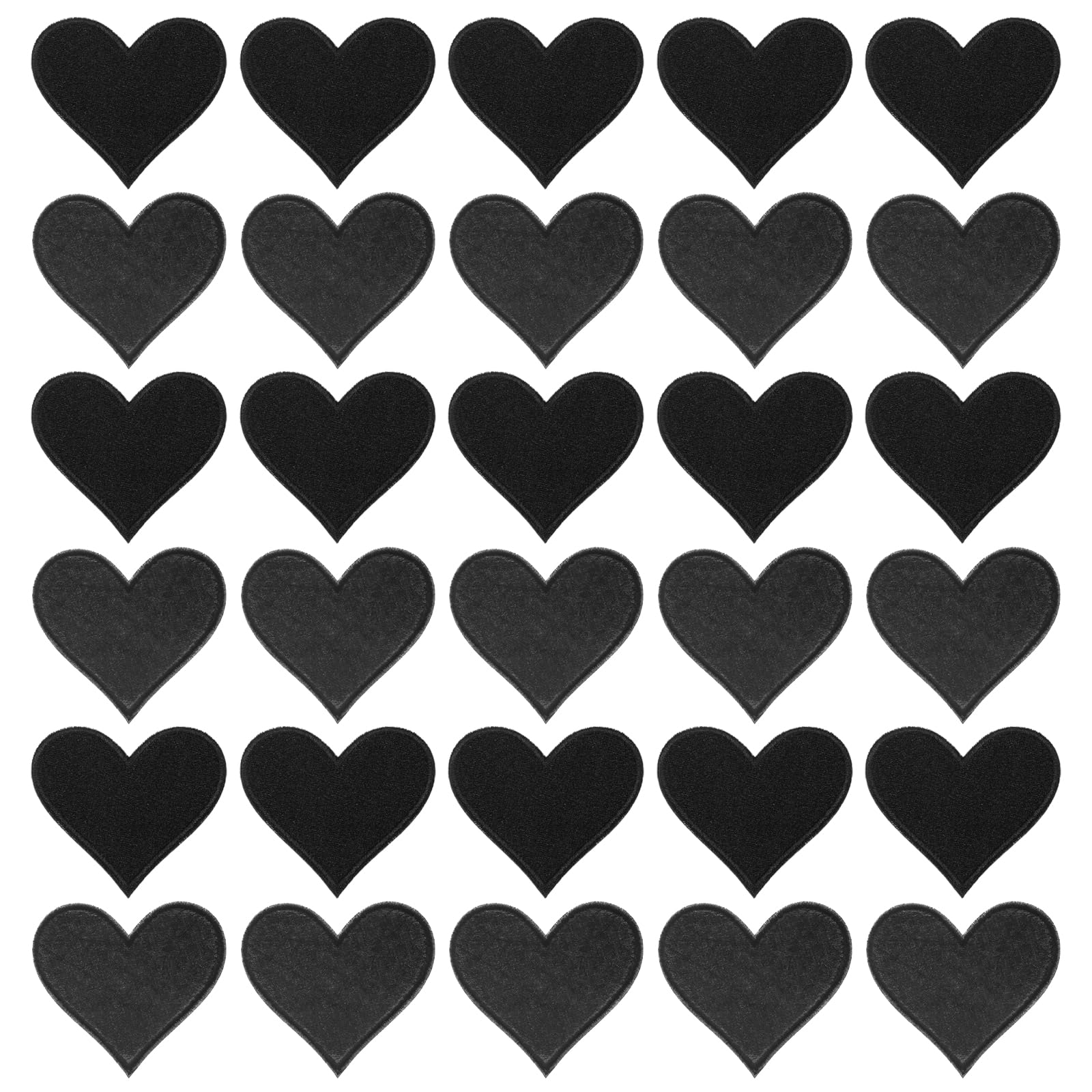 sourcing map Heart Shaped Iron on Patches 7x6.8cm Embroidered Sew Patches Appliques Garment Embellishments for Clothing Repair Backpack Shoes Decoration Black 30Pcs