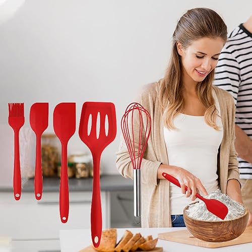 Espátulas Silicona Resistente al Calor - Juego de Utensilios de Cocina - Herramientas de Cocina, Batidor, Cepillo. Regalo Para Mujer y Hombre