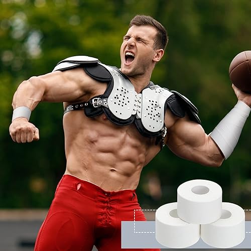 Miniatura 6 de 12 rollos de cinta deportiva de 328 pies cinta preenvuelta muy fuerte fácil de rasgar sin residuos cinta adhesiva para dedos tobillos muñequera