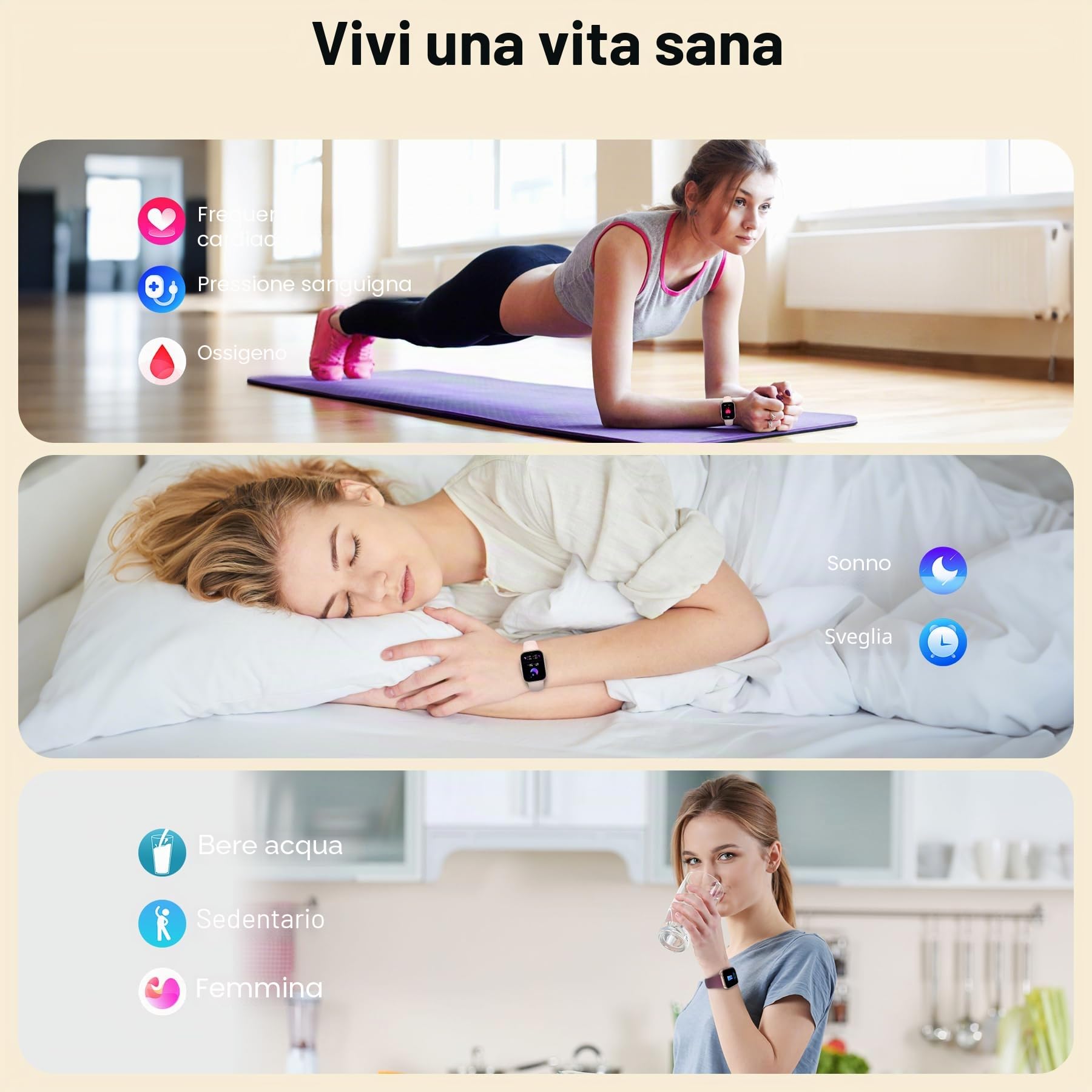 Smartwatch Donna,1.75" HD Orologio con Chiamate Bluetooth con 120+ Modalità Sportive/Cardiofrequenzimetro/Pressione Sanguigna/SpO₂/Sonno, Fitness Tracker Smart Watch per Android/iOS