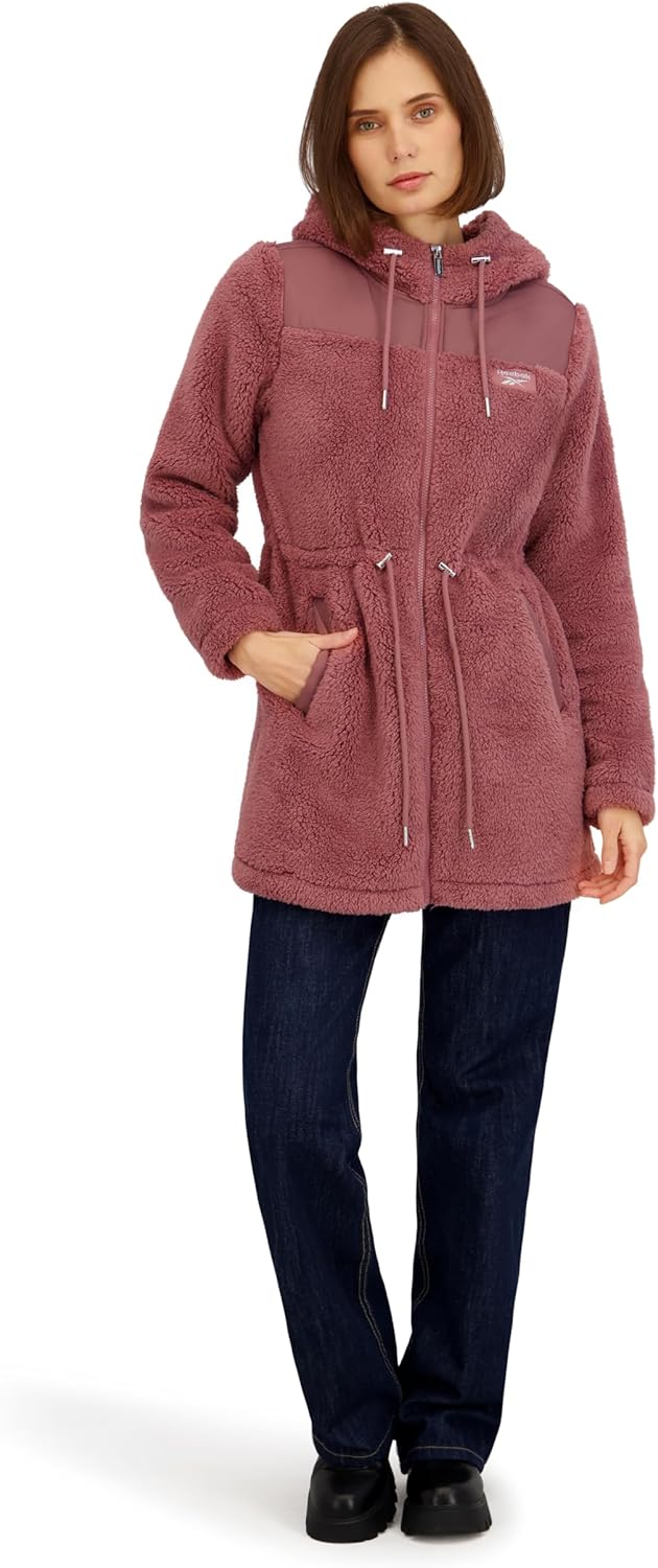 Reebok Women's Long Double Sided Fleece Zip-up Jacket