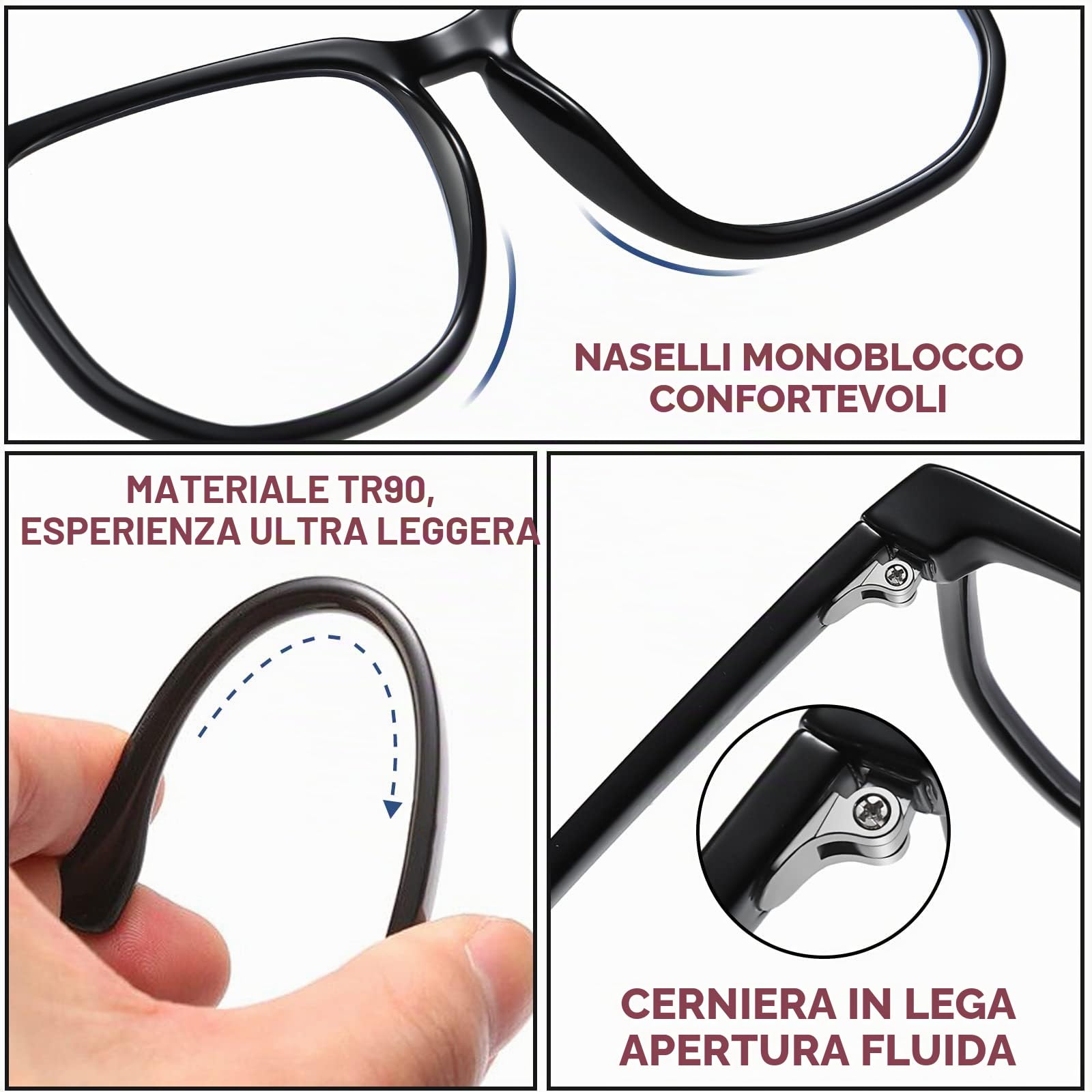 SHEEN KELLY TR90 Occhiali sovradimensionati a luce blu che bloccano gli uomini, le donne, gli occhiali quadrati per computer che riducono l'affaticamento degli occhi