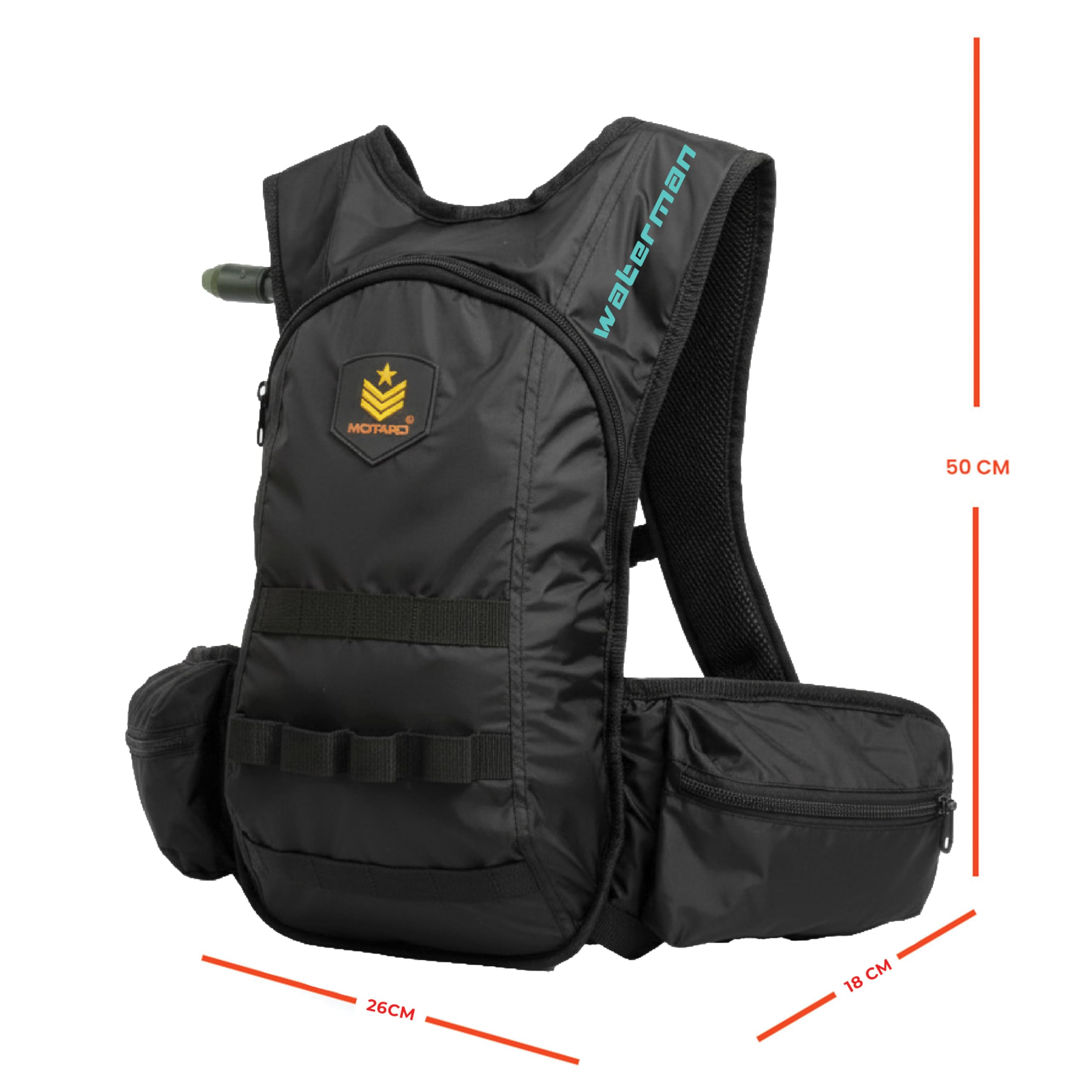 Motard Waterman H20 Hydration Tactical Backpack Black with 3L Hydration Bladder 2