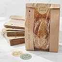 Beautiful Bread Bags for Homemade Bread - Clear Window Bags Keep Your Sourdough Loaves Fresh for Days & are Great for Gifting Homemade Bread - Perfectly Sized Bakery Paper Packaging for Baked Goods