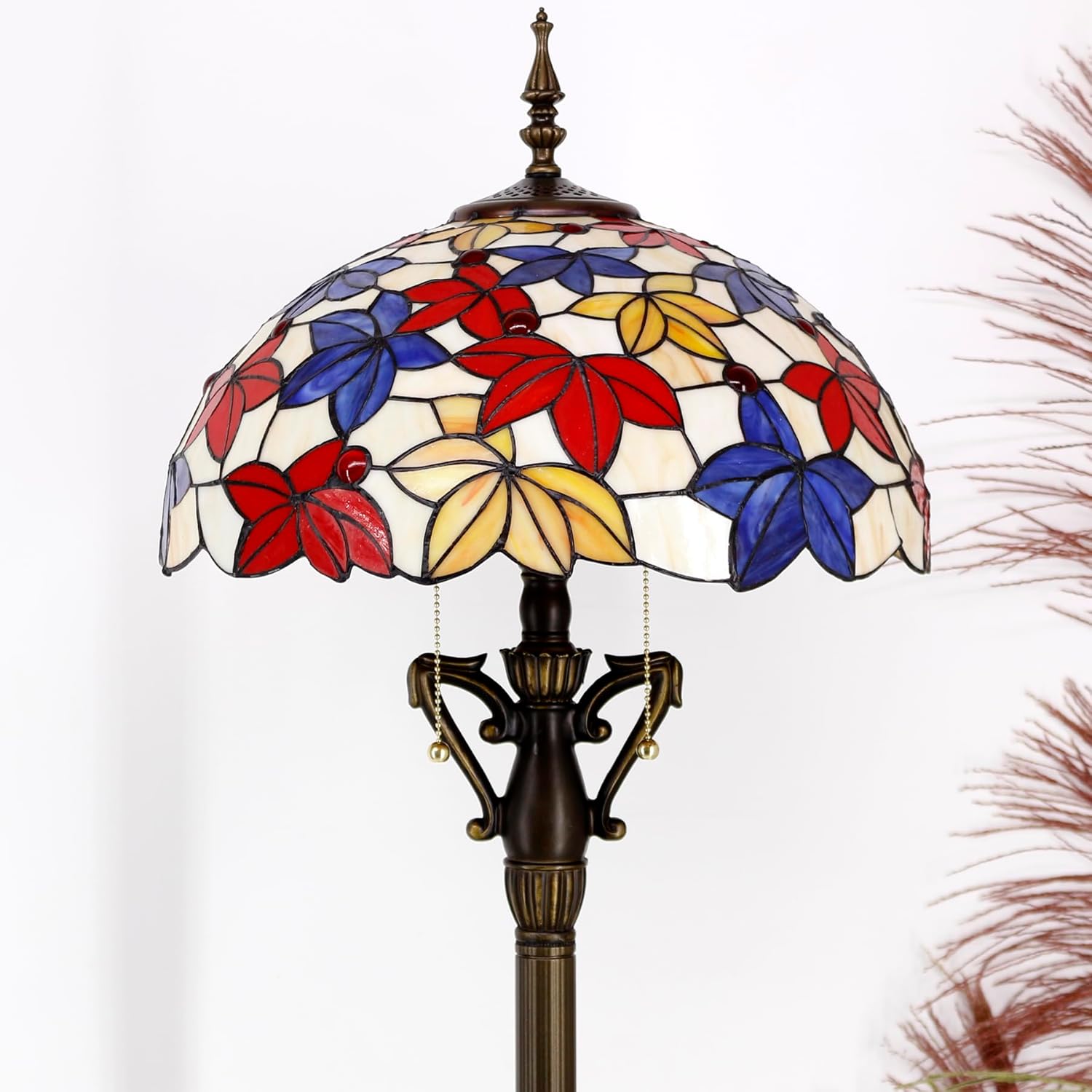 Tiffany Floor Lamp Base Only, for 16-24 Inch Stained Glass Lampshade Height 71 Inch Bronze Finished Resin Base Antique Standing Lighting Base Replacement Only Wide 11 Inch(B (W11H71 Inch))