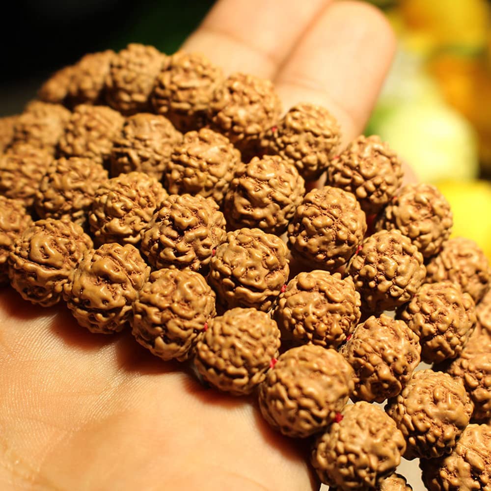 Cuenta de Buda, Collar de meditación, Collar de Cuentas de Rudraksha Mala de 9 mm, Pulsera de Cuentas de oración de Buda 108 para Japa, meditación