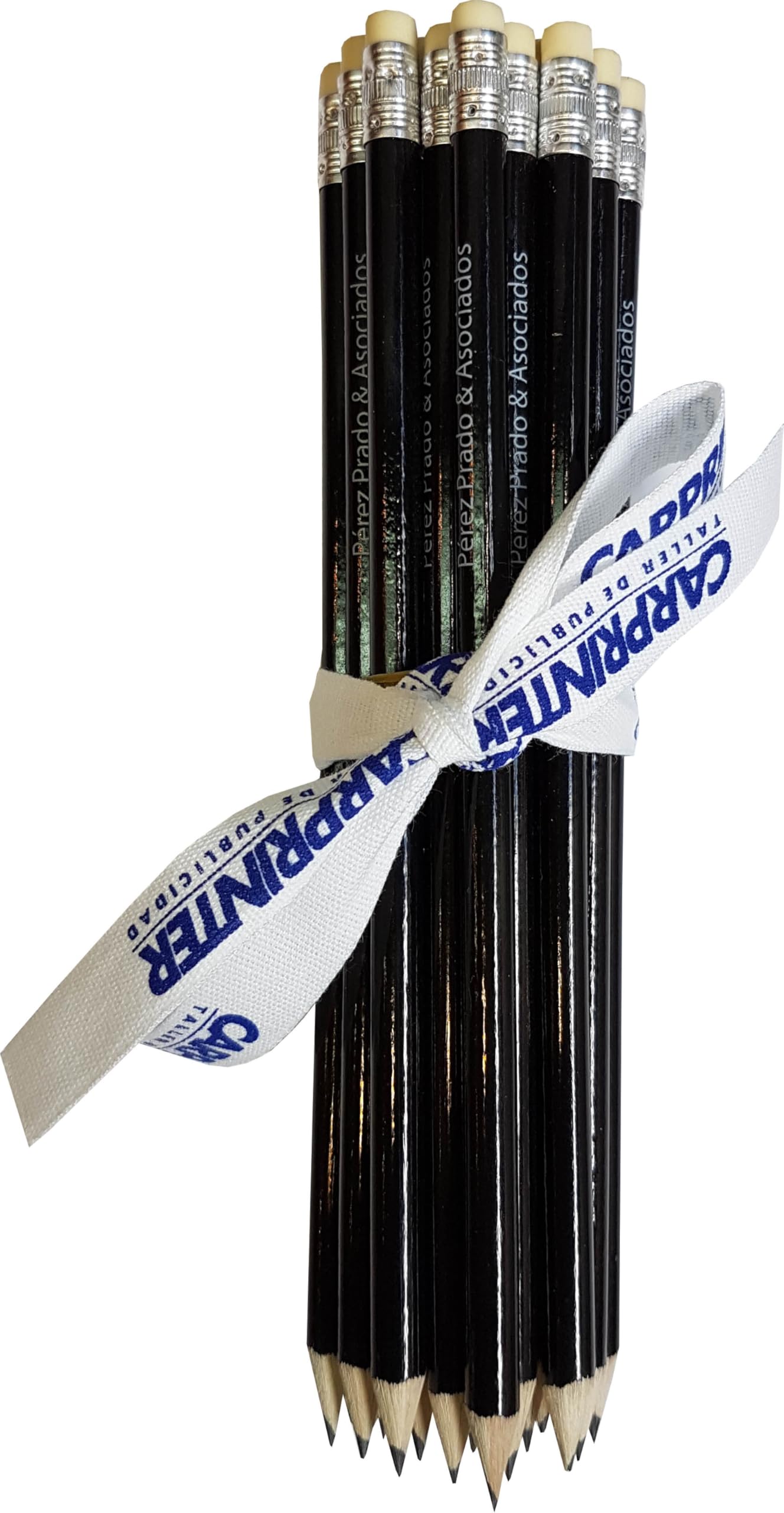 Pack de 25 lápices Personalizados con tu texto o imagen – Cuerpo de Madera Brillante, Goma Blanca, Mina Negra, Colores Variados (Negro)