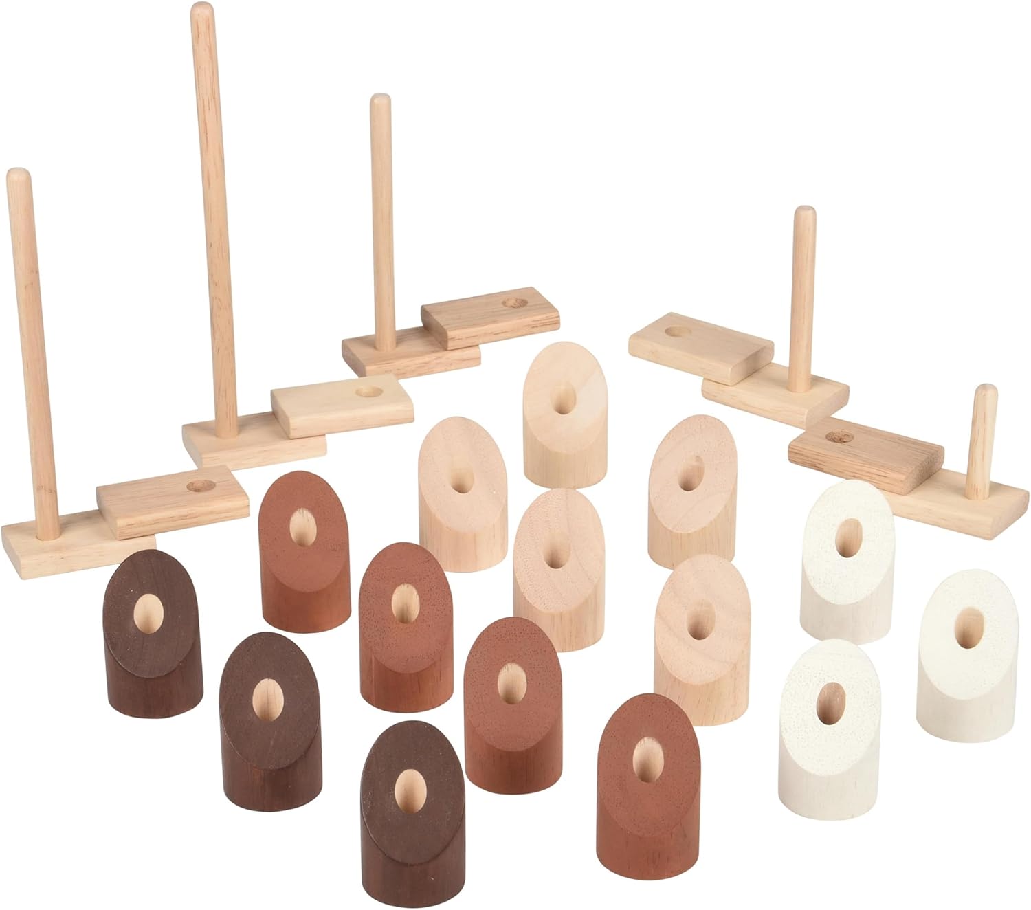Montessori Natural Geo Stacker – 20-Piece Wooden Eco-Friendly Math & Fine Motor Skills Toy for Early Childhood, Sequencing, Patterns & Geometry
