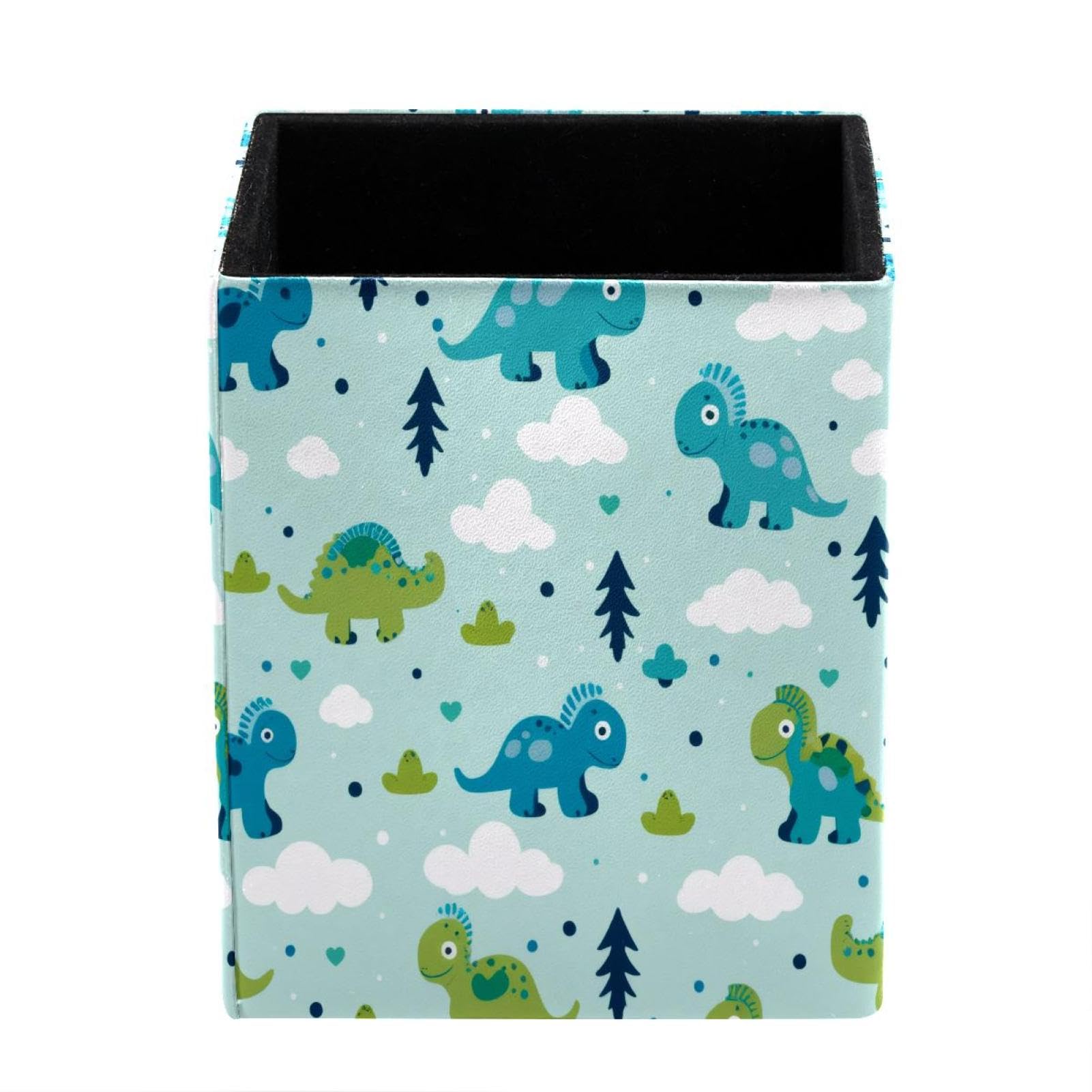 XingFox Green Sea Turtle Pattern Pen Holder for Desk Deco, Sqaure PVC Leather Pencil Cup for Desk Pen Organizer, Makeup Brush Holder for School, Home, Office