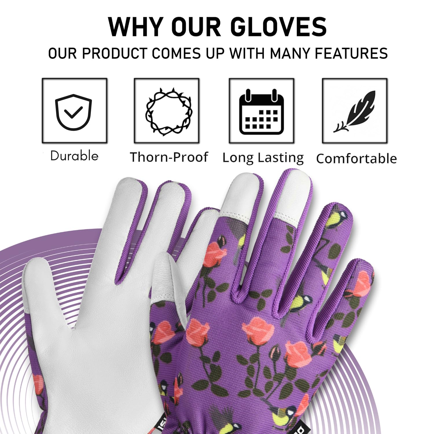 Islero Gardening gloves for Men and Women Tough Thorn Proof Comfortable Breathable Protective leather with Strong Grip Rigger Garden work Safety gloves (short Purple - Image 4